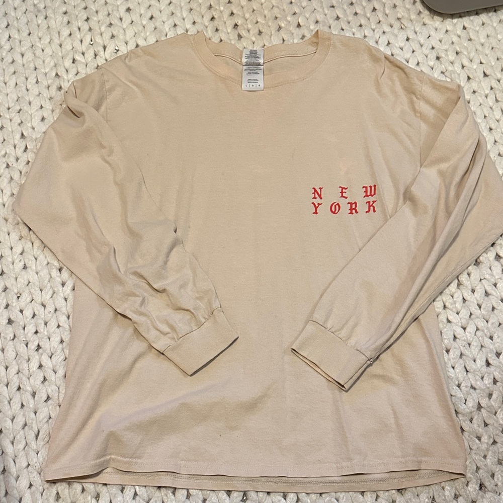 Yeezy Tan Long Sleeve Shirt with Red New York Print